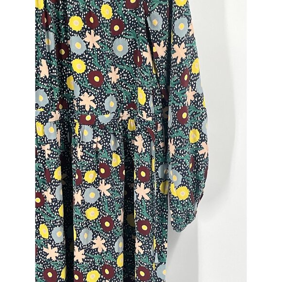 Gorman Daisy Silk Floral Long Sleeve Dress Sz 10 Colorful Whimsical Boho - Picture 3 of 7